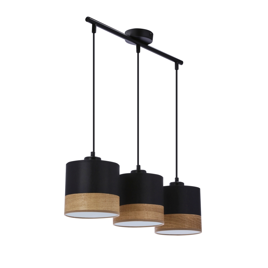 Luster na lanku PORTO 3xE27/60W/230V čierna/hnedá