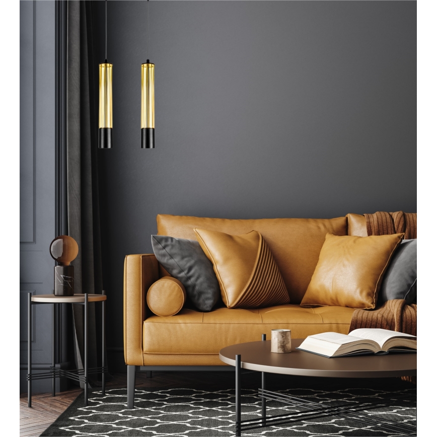 Luster na lanku PRESCOT 2xGU10/40W/230V zlatá