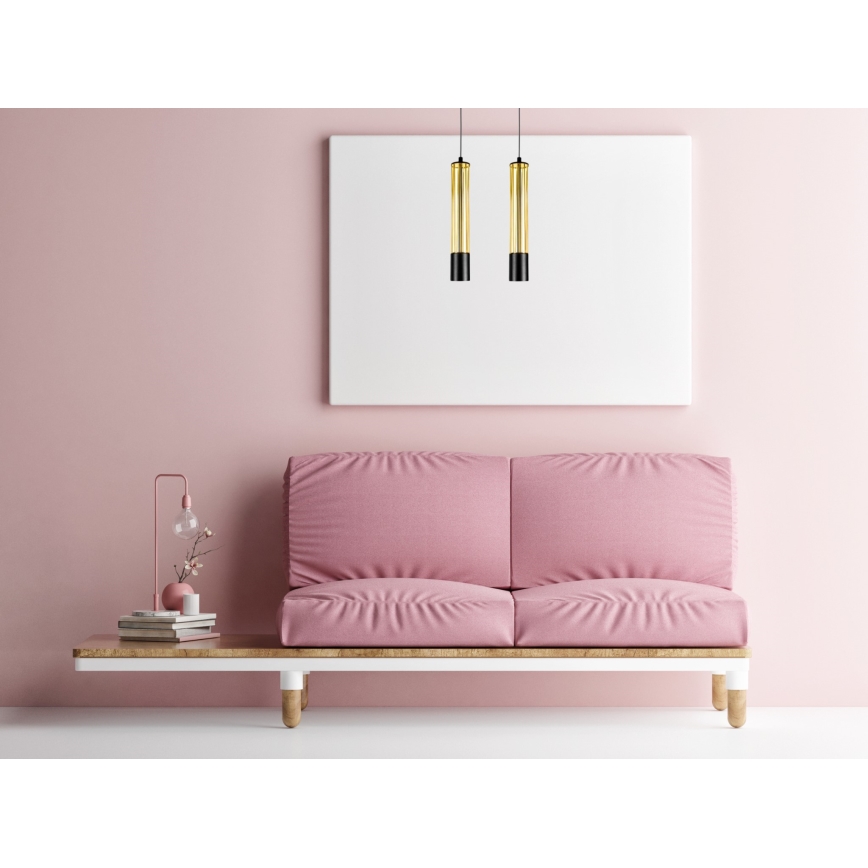 Luster na lanku PRESCOT 2xGU10/40W/230V zlatá