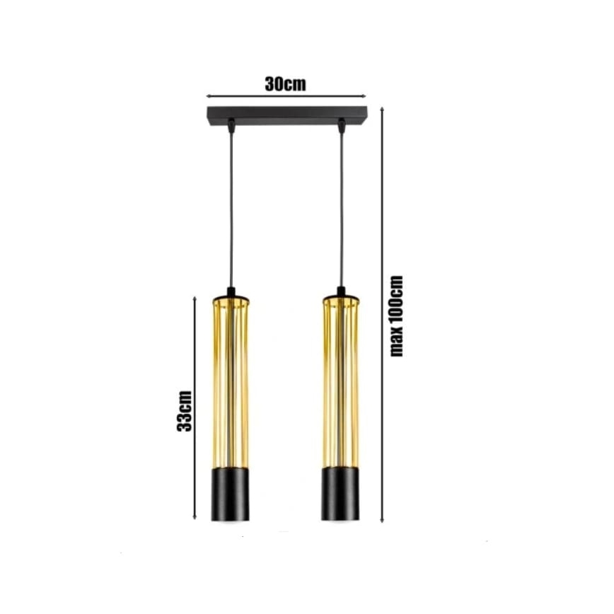 Luster na lanku PRESCOT 2xGU10/40W/230V zlatá
