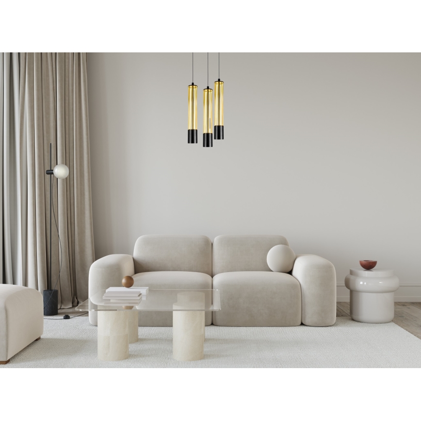Luster na lanku PRESCOT 3xGU10/40W/230V zlatá