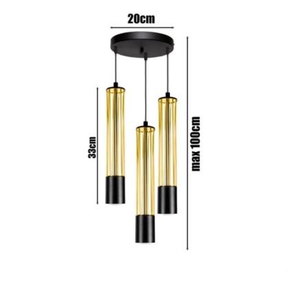 Luster na lanku PRESCOT 3xGU10/40W/230V zlatá