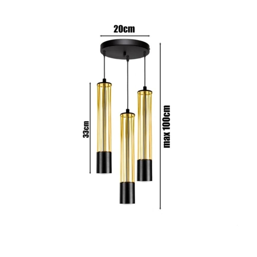 Luster na lanku PRESCOT 3xGU10/40W/230V zlatá
