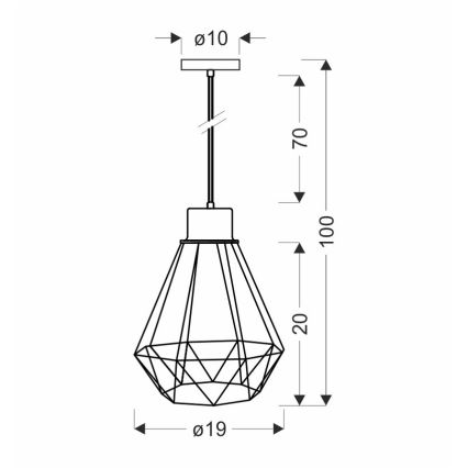 Luster na lanku PRIMO 1xE27/60W/230V čierna/zlatá