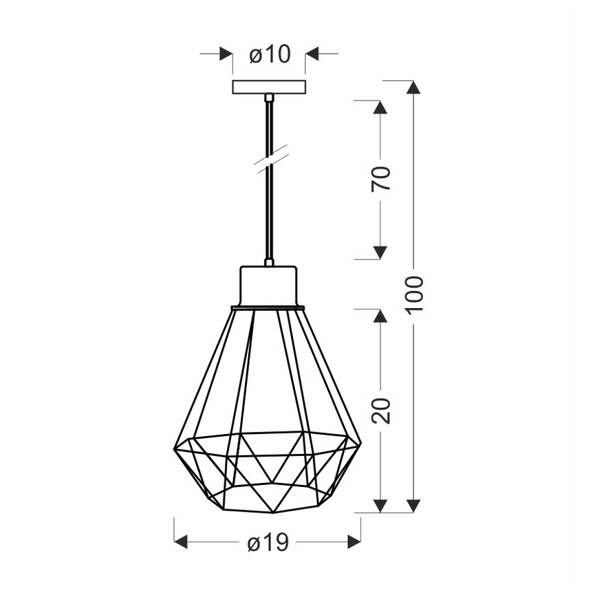Luster na lanku PRIMO 1xE27/60W/230V čierna/zlatá