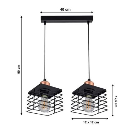 Luster na lanku QUATRI 2xE27/60W/230V