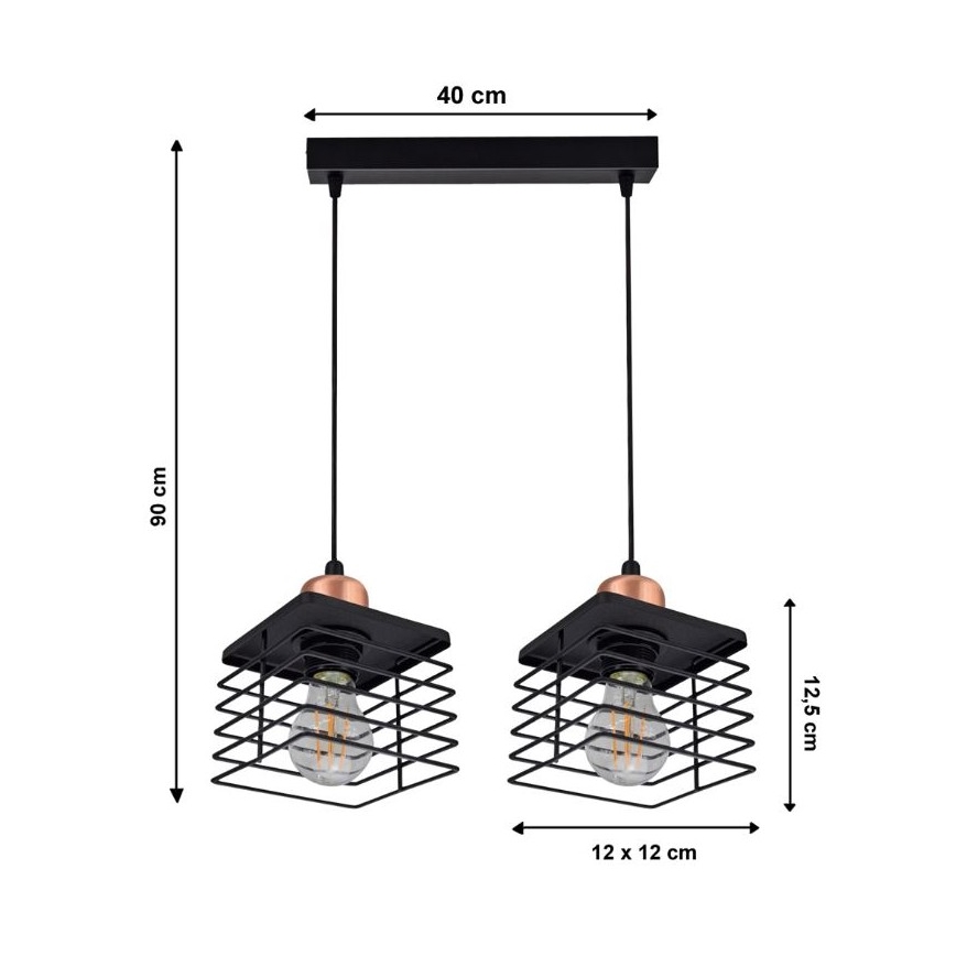 Luster na lanku QUATRI 2xE27/60W/230V