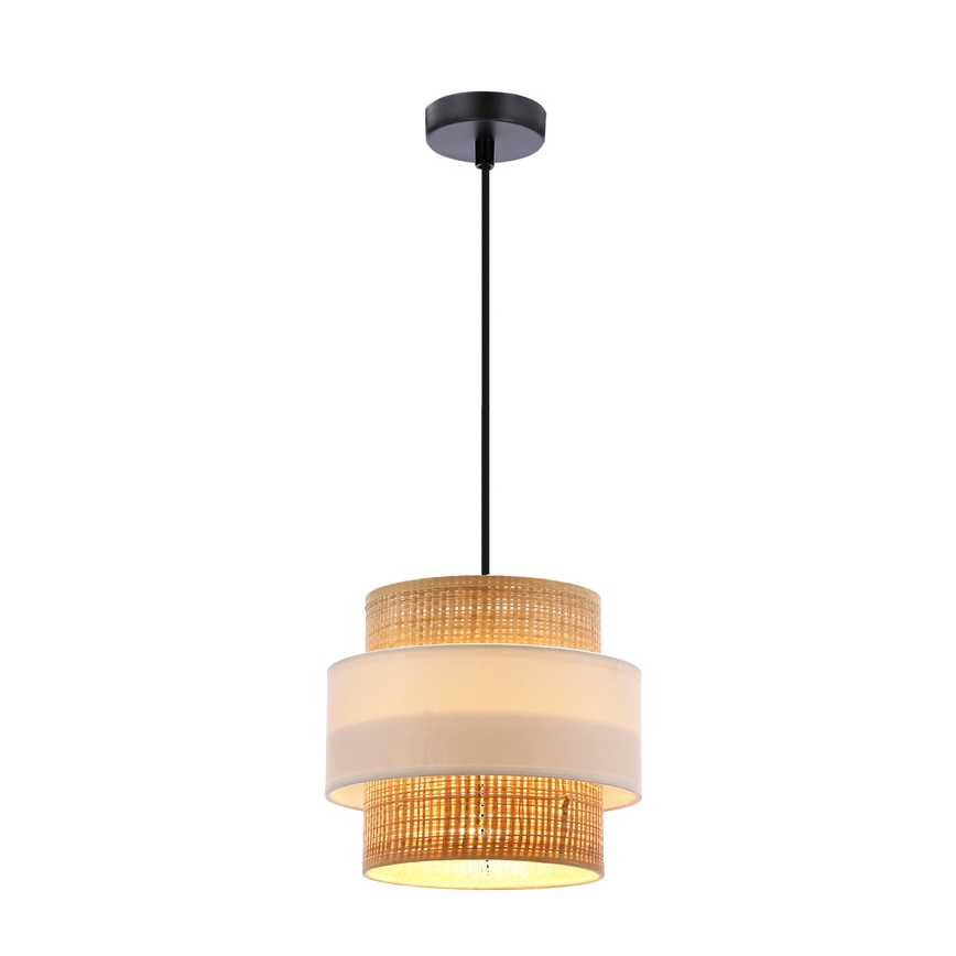 Luster na lanku RATTAN 1xE27/40W/230V biela/hnedá