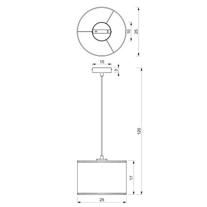 Luster na lanku RATTAN 1xE27/60W/230V pr. 25 cm ratan