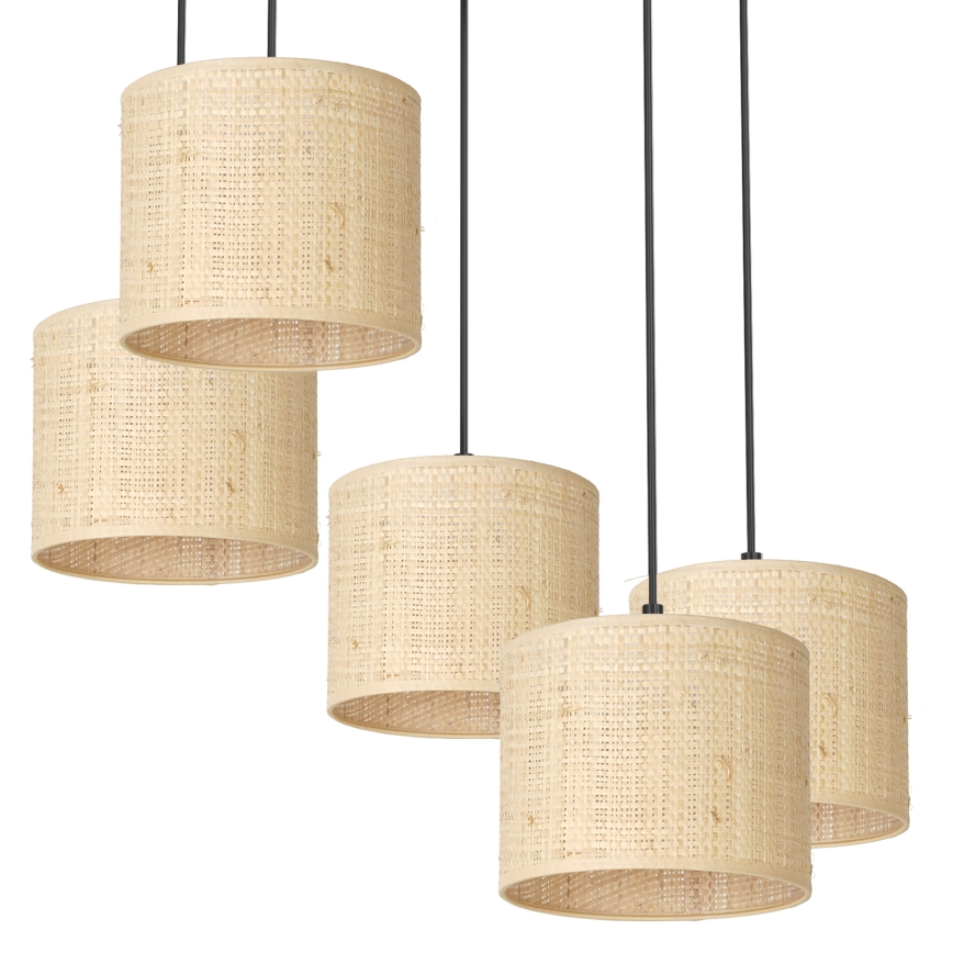 Luster na lanku RATTAN 5xE27/60W/230V ratan