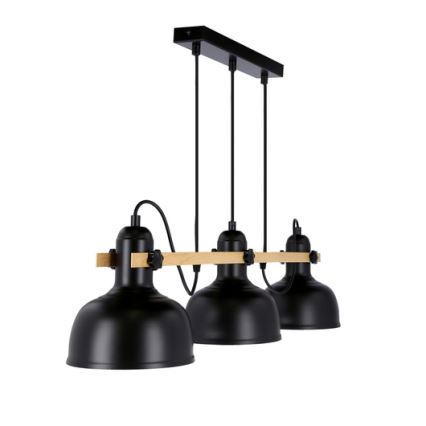 Luster na lanku RENO 3xE27/40W/230V čierna/hnedá
