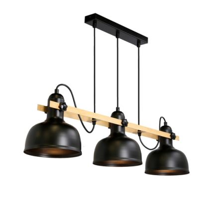 Luster na lanku RENO 3xE27/40W/230V čierna/hnedá