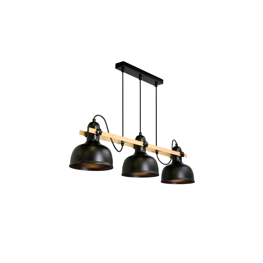 Luster na lanku RENO 3xE27/40W/230V čierna/hnedá
