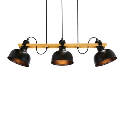 Luster na lanku RENO 3xE27/40W/230V čierna/hnedá