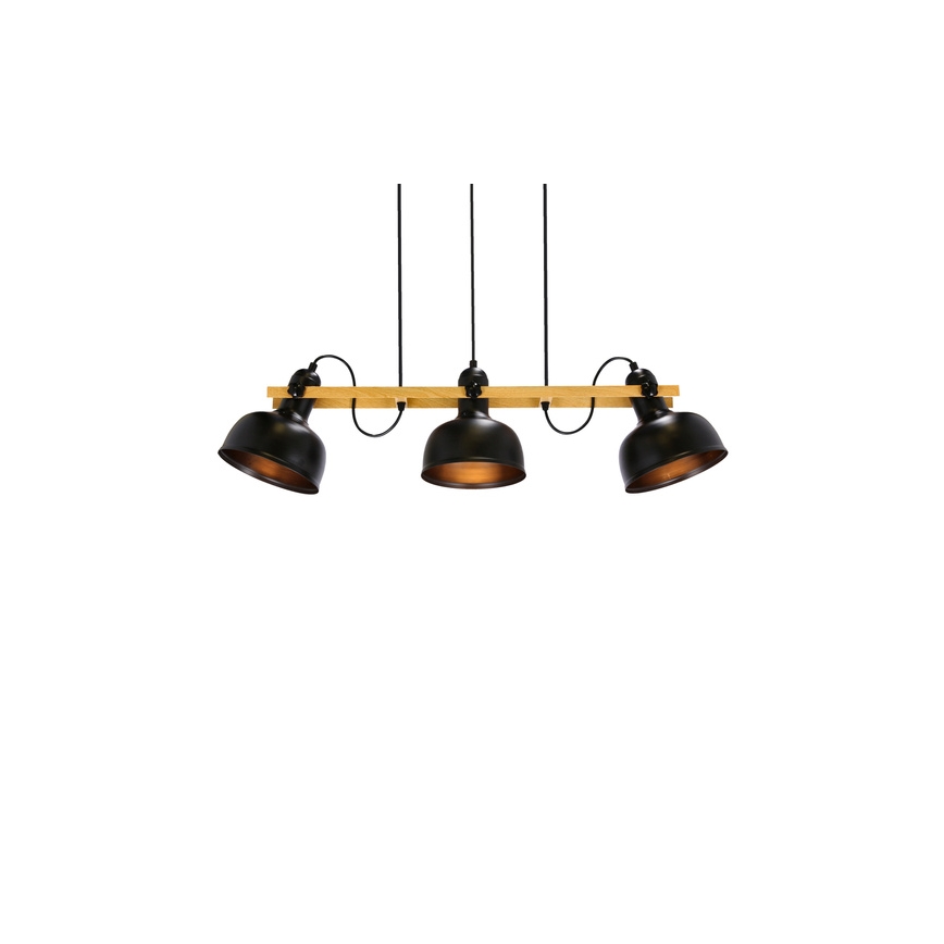 Luster na lanku RENO 3xE27/40W/230V čierna/hnedá
