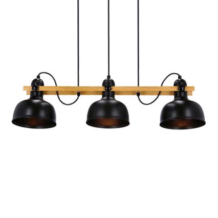 Luster na lanku RENO 3xE27/40W/230V čierna/hnedá
