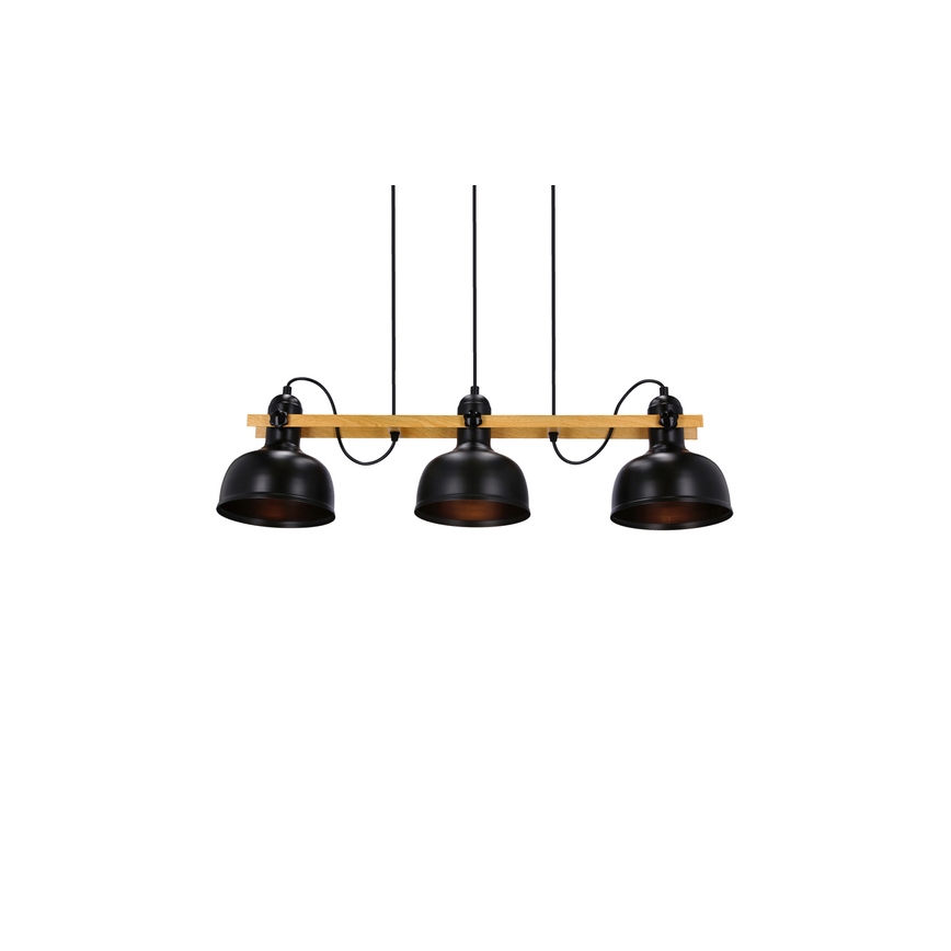 Luster na lanku RENO 3xE27/40W/230V čierna/hnedá