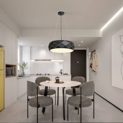 Luster na lanku REUS 3xE27/40W/230V, priemer 47 cm, čierny