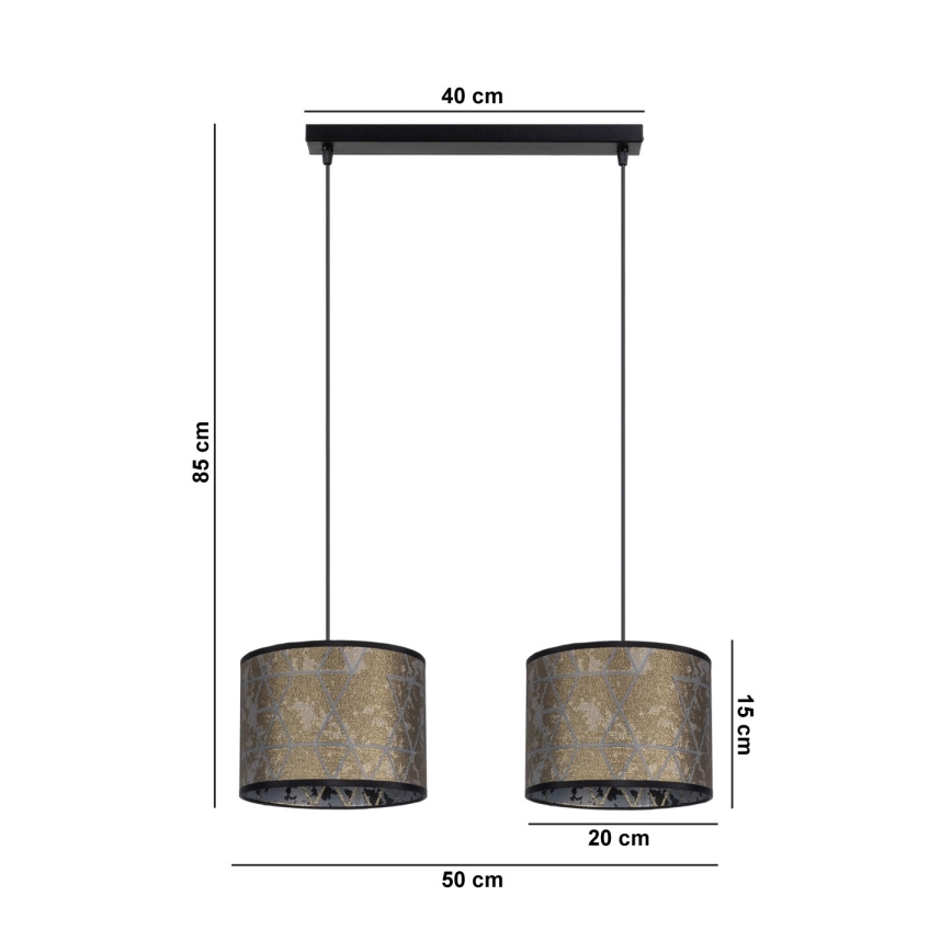 Luster na lanku REZO 2xE27/60W/230V zlatá