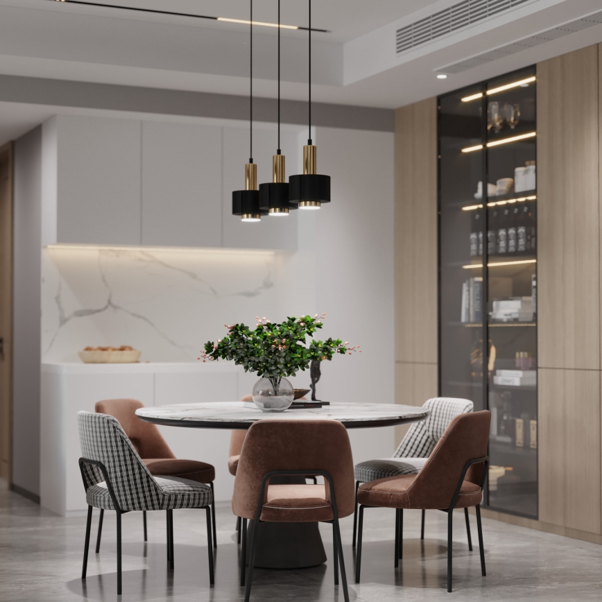 Luster na lanku RIF LUX 1xGX53/12W/230V pr. 15 cm čierna/lesklý chróm