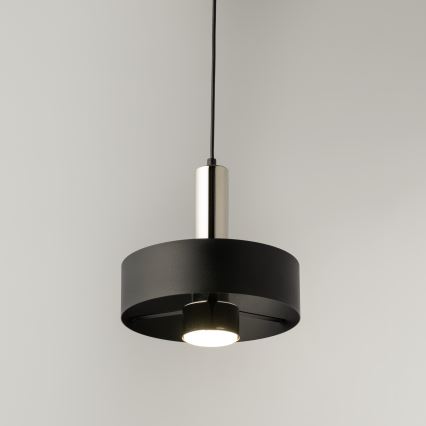 Luster na lanku RIF LUX 1xGX53/12W/230V pr. 25 cm čierna/lesklý chróm