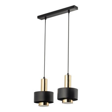 Luster na lanku RIF LUX 2xGX53/12W/230V čierna/zlatá