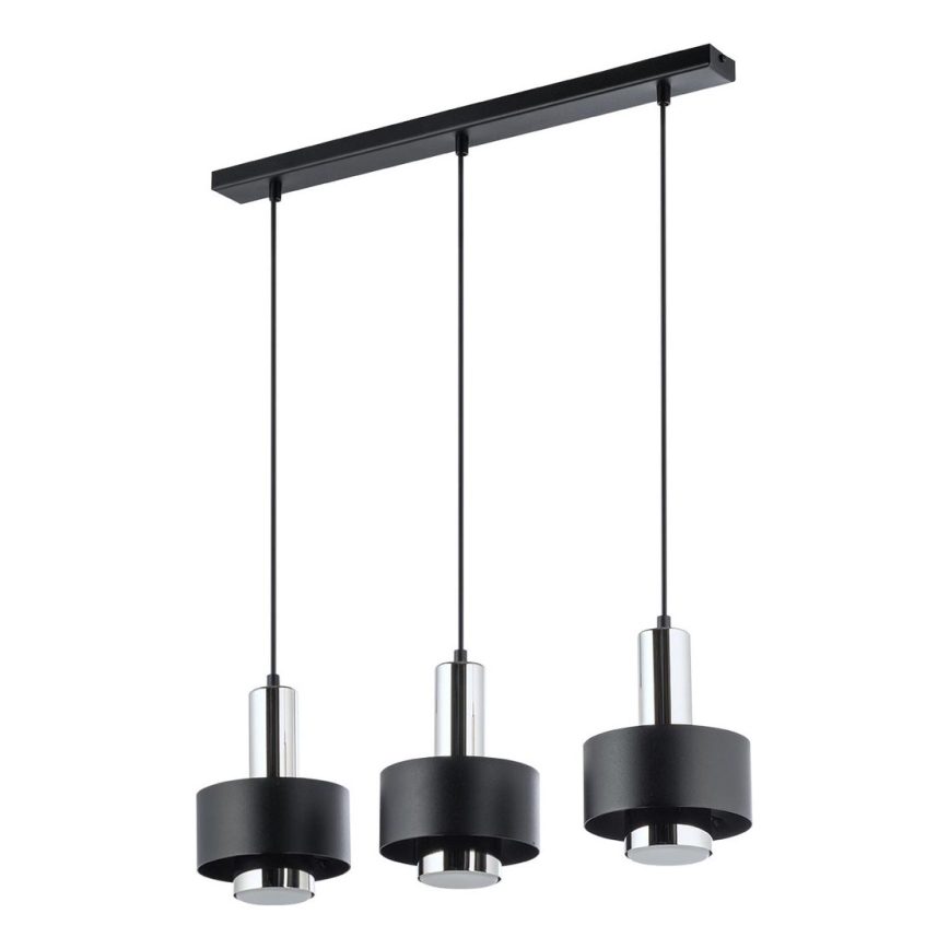 Luster na lanku RIF LUX 3xGX53/12W/230V čierna/lesklý chróm