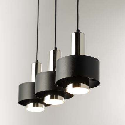 Luster na lanku RIF LUX 3xGX53/12W/230V čierna/lesklý chróm