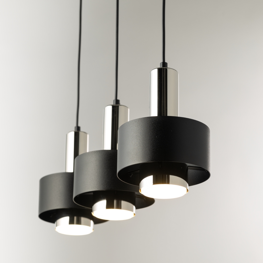 Luster na lanku RIF LUX 3xGX53/12W/230V čierna/lesklý chróm