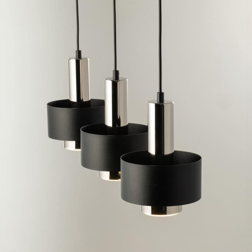 Luster na lanku RIF LUX 3xGX53/12W/230V čierna/lesklý chróm