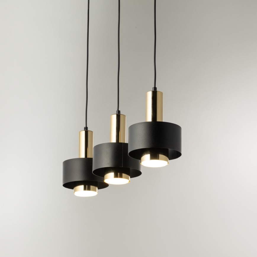 Luster na lanku RIF LUX 3xGX53/12W/230V čierna/zlatá