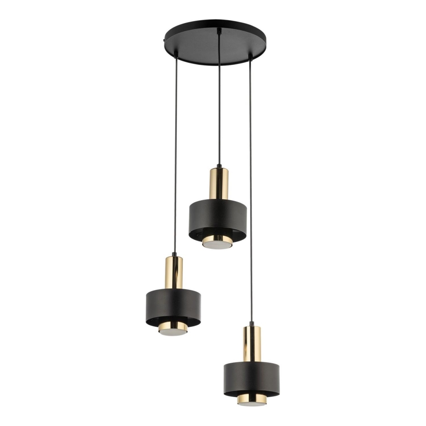 Luster na lanku RIF LUX 3xGX53/12W/230V pr. 38 cm čierna/zlatá