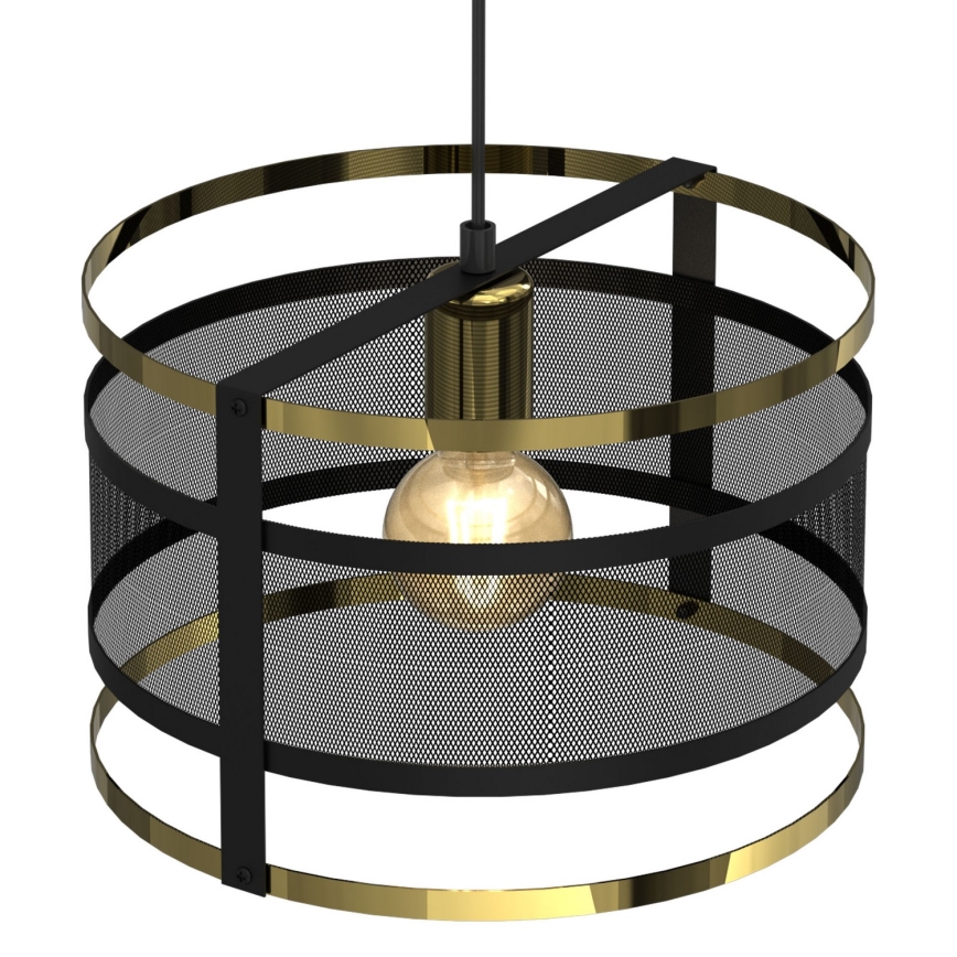 Luster na lanku RIM 1xE27/60W/230V čierna/zlatá