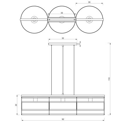 Luster na lanku RIM 3xE27/60W/230V
