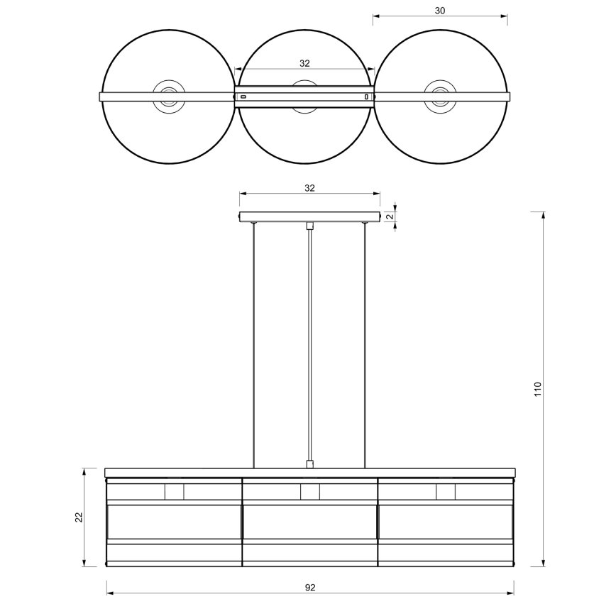 Luster na lanku RIM 3xE27/60W/230V