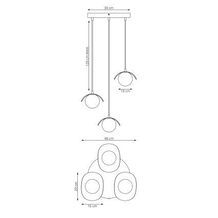 Luster na lanku RITUAL 3xG9/8W/230V biela