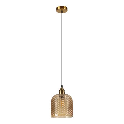 Luster na lanku ROCCO 1xE27/15W/230V zlatý/dymovo béžový