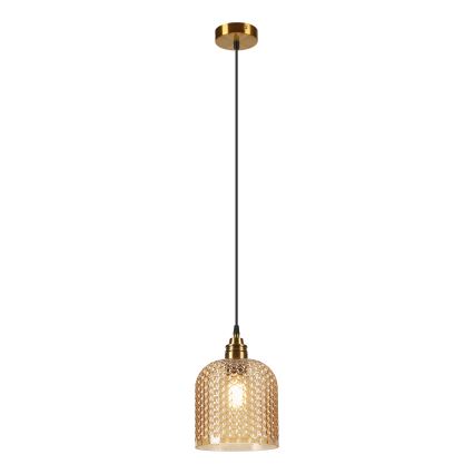 Luster na lanku ROCCO 1xE27/15W/230V zlatý/dymovo béžový