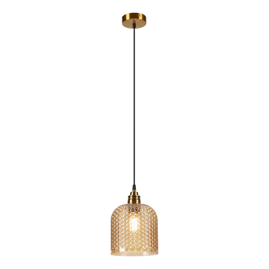 Luster na lanku ROCCO 1xE27/15W/230V zlatý/dymovo béžový
