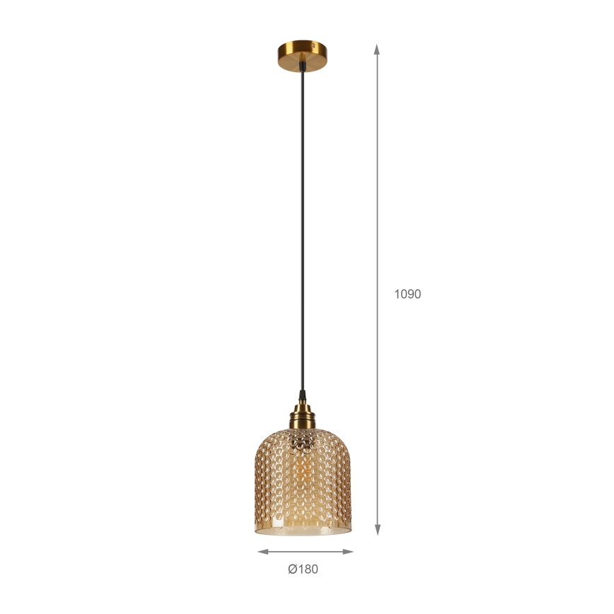 Luster na lanku ROCCO 1xE27/15W/230V zlatý/dymovo béžový