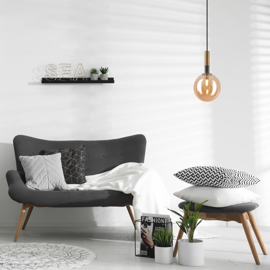 Luster na lanku ROLLO 1xG9/5W/230V zlatá/dymová béžová