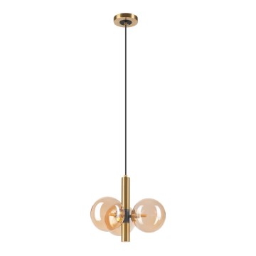 Luster na lanku ROLLO 3xG9/5W/230V zlatá/dymová béžová