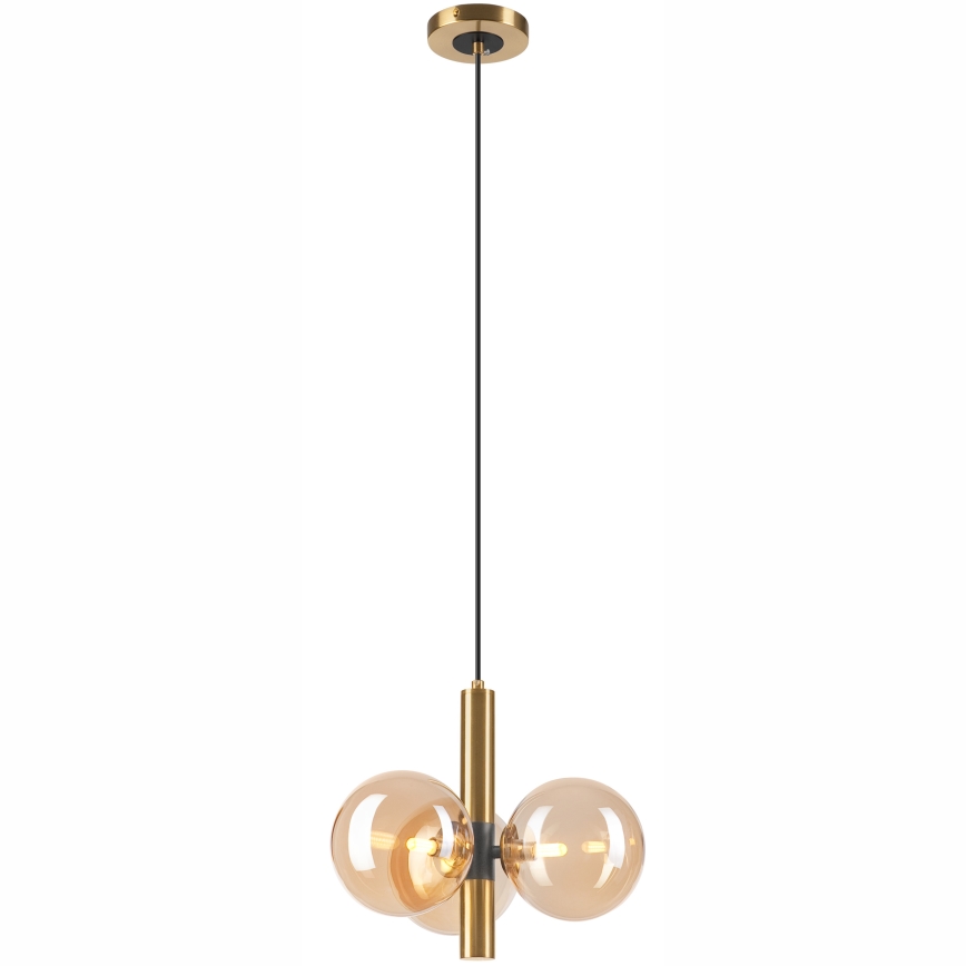 Luster na lanku ROLLO 3xG9/5W/230V zlatá/dymová béžová