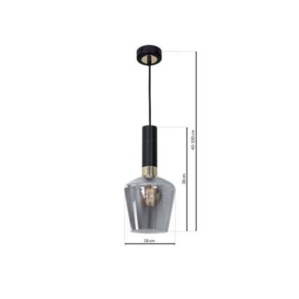 Luster na lanku ROMA BLACK 1xE27/60W/230V