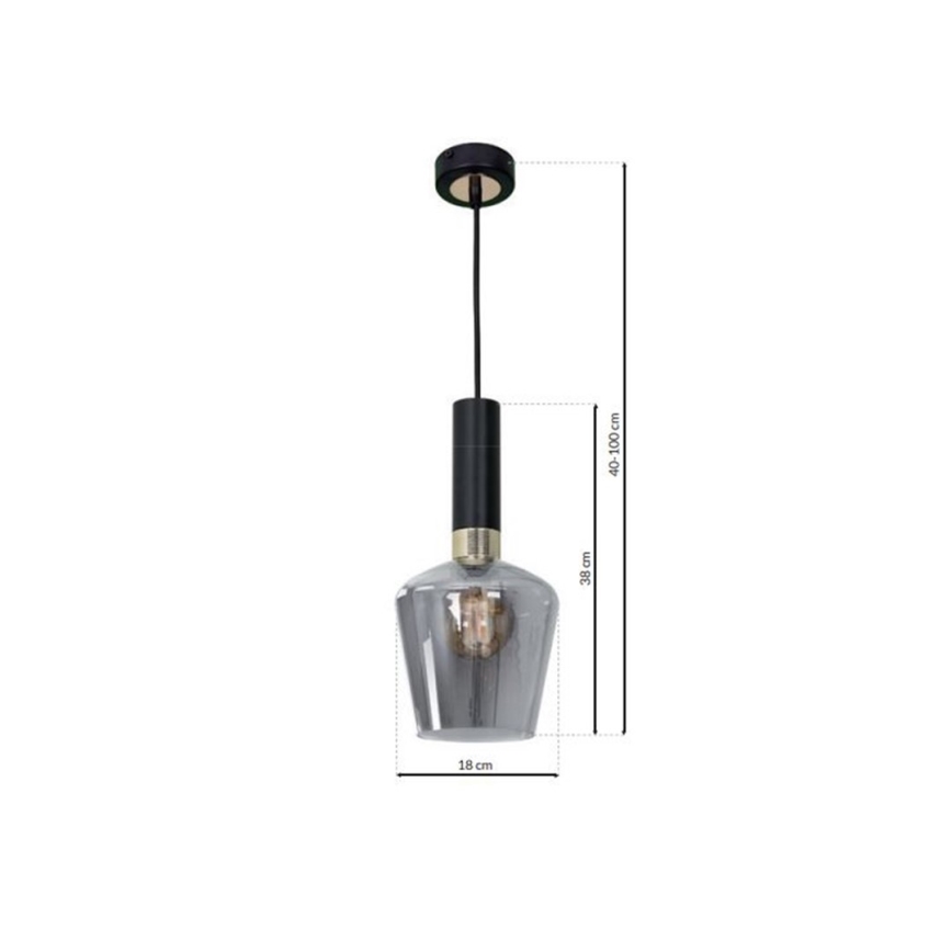 Luster na lanku ROMA BLACK 1xE27/60W/230V