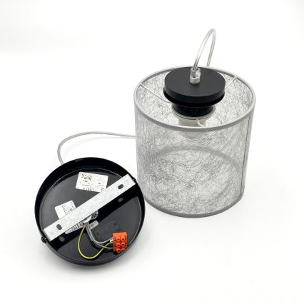 Luster na lanku ROSA 1xE27/60W/230V čierna/šedá