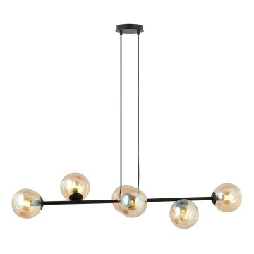 Luster na lanku ROSSI 6xE14/10W/230V čierna/béžová
