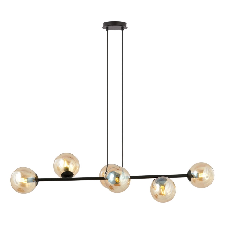 Luster na lanku ROSSI 6xE14/10W/230V čierna/béžová