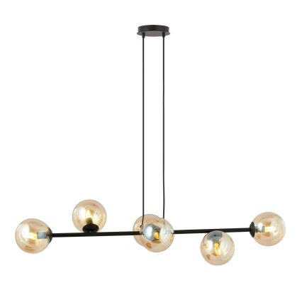 Luster na lanku ROSSI 6xE14/10W/230V čierna/béžová