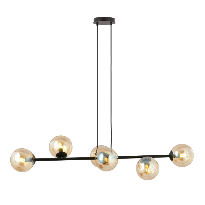 Luster na lanku ROSSI 6xE14/10W/230V čierna/béžová
